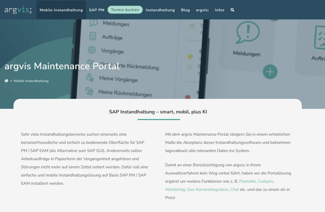 More acceptance and up-to-date data for your maintenance software – with the argvis Maintenance Portal.