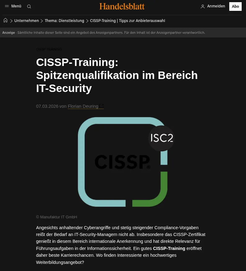A good CISSP training therefore opens up excellent career opportunities. Where can interested parties find high-quality continuing education offerings?