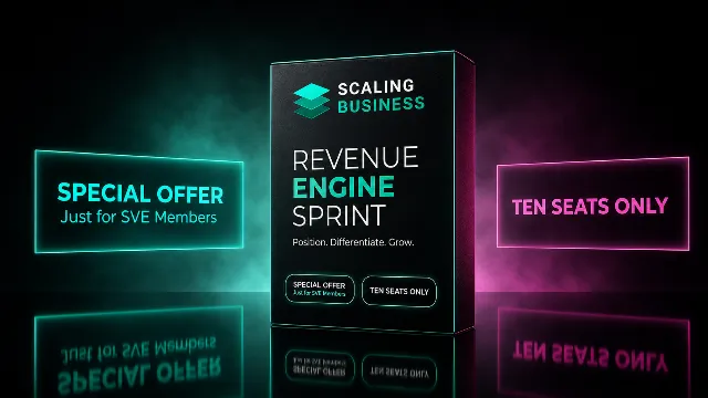 SPECIAL OFFER for SVE members — only 10 spots. The Revenue Engine Sprint uncovers your biggest revenue bottleneck in a 2–3-hour live workshop using your own numbers. Resul…