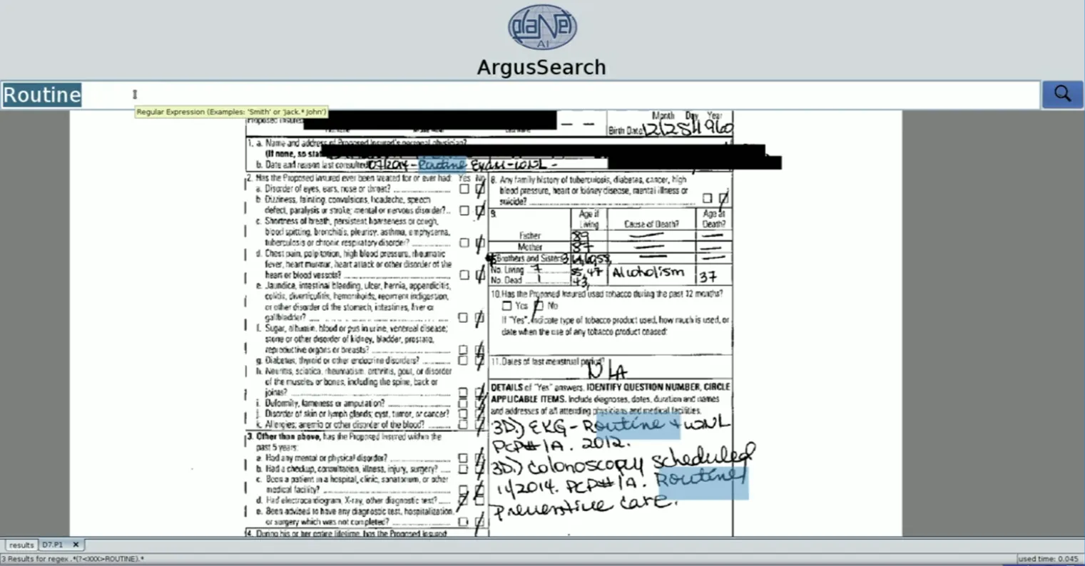 Demo of the performance of our handwriting recognition (ArgusSearch by PlanetAI).