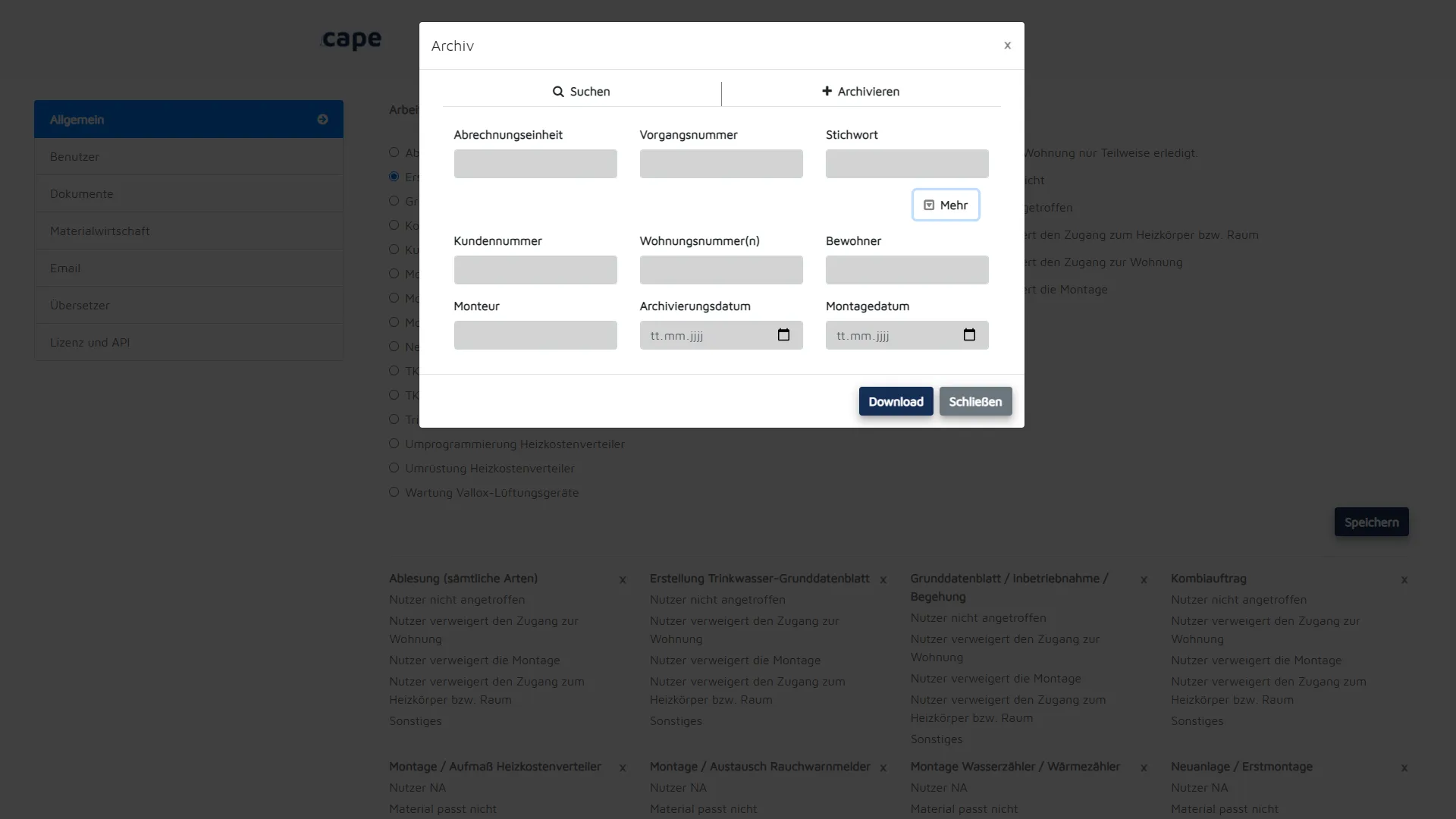 cape bietet dir bei Bedarf ein optisches Archiv, in dem du Bilder, Dokumente und Emails ablegen kannst.