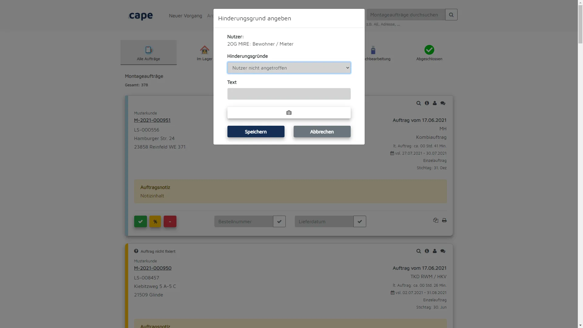 With cape, you document your work digitally and also record why a task or individual work could not be completed.