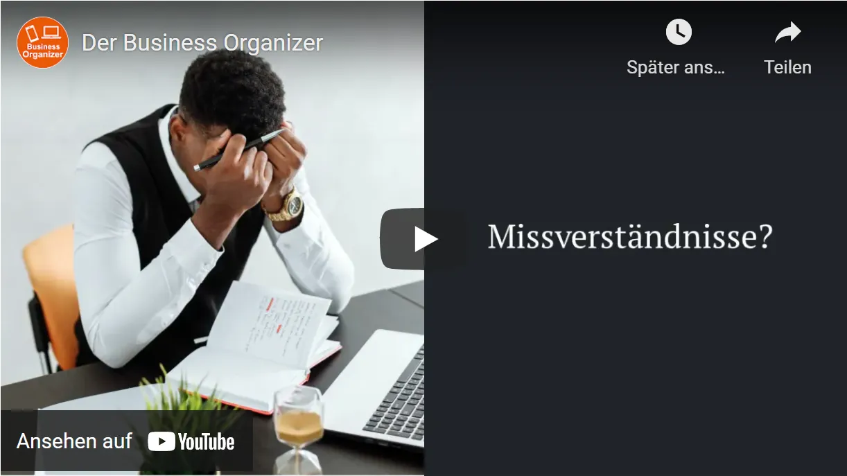 Missing communication? Misunderstandings? Missing details? The Business-Organizer provides the answer to all of these questions.