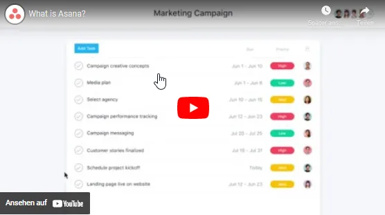 Erfahren Sie in einem kurzen Video alles Wissenswerte über die Work Management Lösung Asana