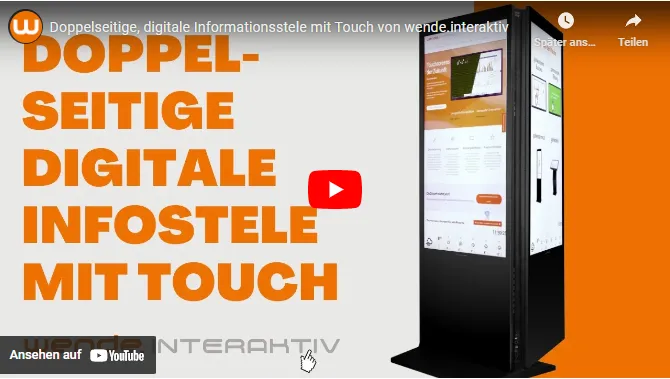 Das galneoterminal 43iD und 55iD ist eine innovative Infostele, die beidseitig mit Touchdisplays ausgestattet ist.